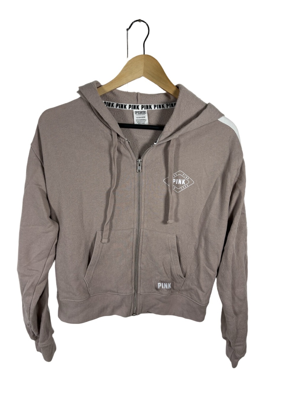 PINK Victoria’s Secret Cropped Zip Hoodie Brown Size S
